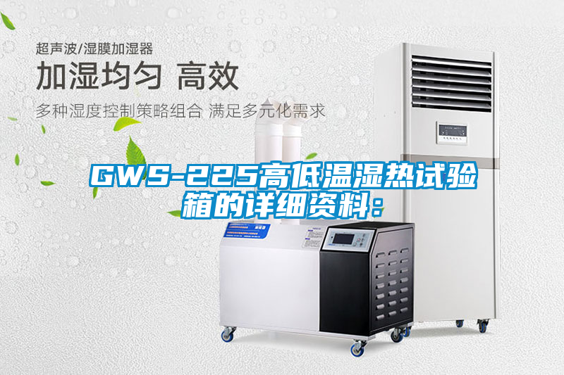 GWS-225高低溫濕熱試驗箱的詳細資料: