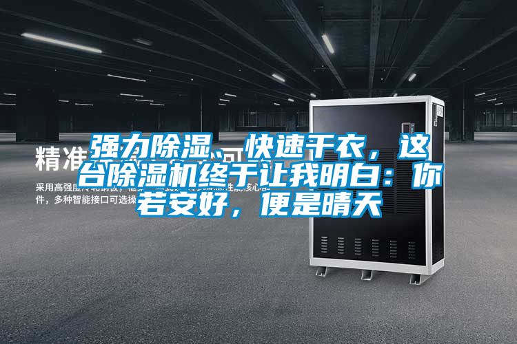 強力除濕、快速干衣，這臺除濕機終于讓我明白：你若安好，便是晴天